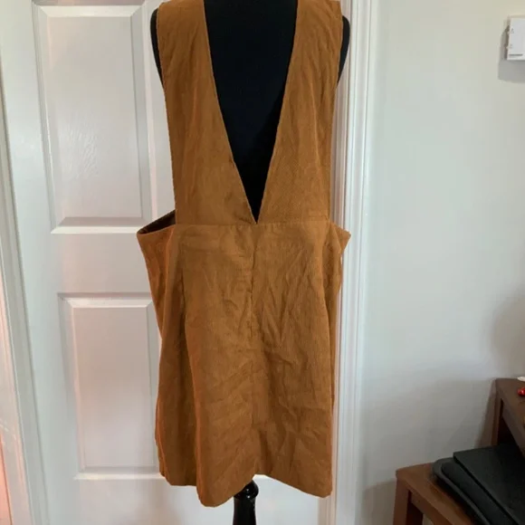 Brown Corduroy Pinafore Retro Boho Jumper Dress Plus Size 4X - Picture 5 of 9